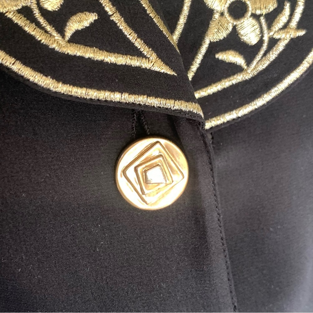 Vintage Black Blouse with Gold Embroidered Collar - Picture 12 of 15